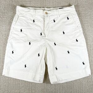 Polo Ralph Lauren Men's 32 Stretch Classic Fit 9" White Pony AOP Chino Shorts